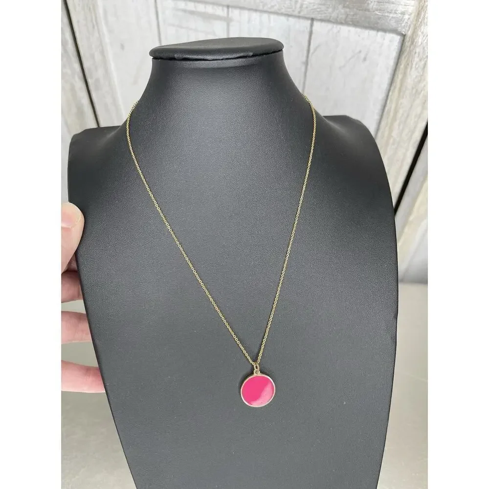 Kate Spade Hot Pink Gold Circle Pendant ‘Hot To Trot’ Necklace